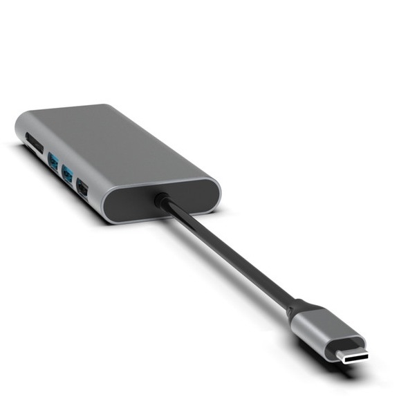 পিসি এবং ল্যাপটপের জন্য HDMI ইউএসবি 3.0 ইথারনেট 3.5 মিমি অডিও জ্যাক সহ সিলভার 10-ইন -1 ইউএসবি-সি হাব