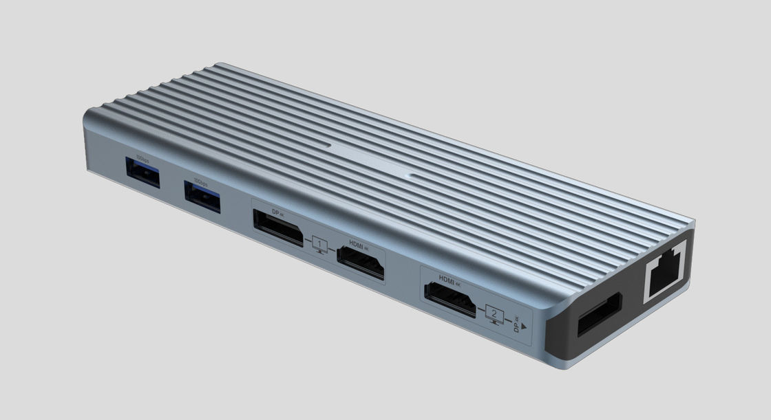 ইউএসবি ৩.১ টাইপ সি থেকে ৯ পোর্ট ইউএসবি ৩.০ হাব গিগাবিট ইথারনেট আরজে৪৫ ল্যান পোর্ট অ্যাডাপ্টার গ্রে