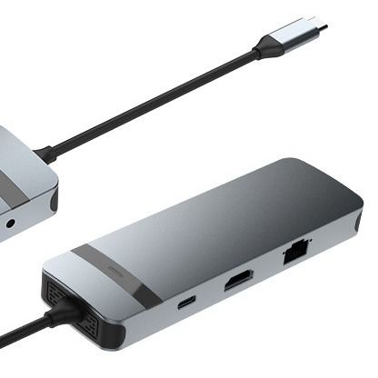 9 ইন 1 ইউএসবি-সি হাব ডকিং স্টেশন 4 কে এইচডিএমআই 100W পিডি ইউএসবি 3.0 কার্ড রিডার অডিও ম্যাকবুকের জন্য