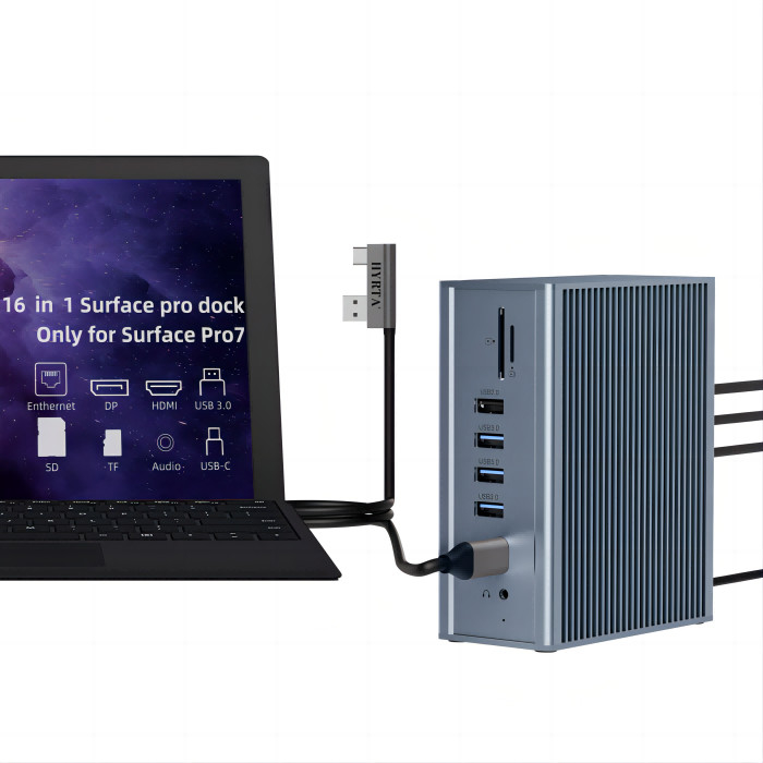 18 পোর্ট থান্ডারবোল্ট ডকিং স্টেশন 2 HDMI 8K/4K ডিসপ্লে সামঞ্জস্যের জন্য এইচডিএমআই ডক হাব