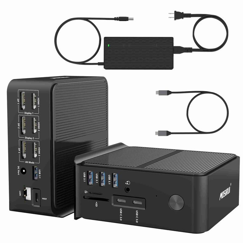 এইচডিএমআই ৪ কে ৬০ হার্জ থান্ডারবোল্ট ৩ মনিটর গিগাবিট ইথারনেট কার্ড রিডার এবং অডিও কম্বো জ্যাক