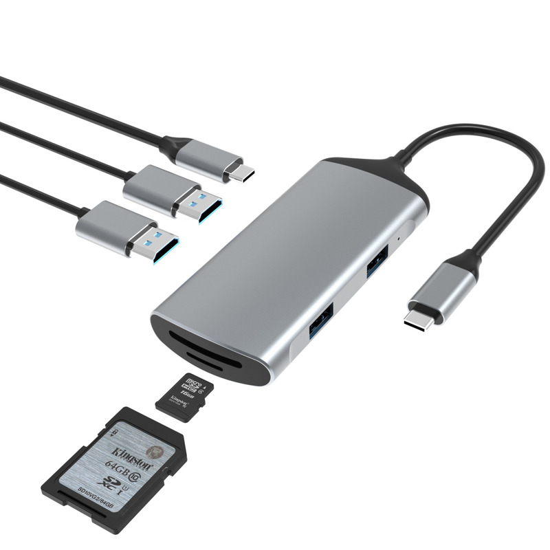 7 ইন 2 ডকিং স্টেশন ইউএসবি সি থান্ডারবোল্ট হাব HDMI 4K কার্ড রিডার ম্যাকবুক প্রো এর জন্য