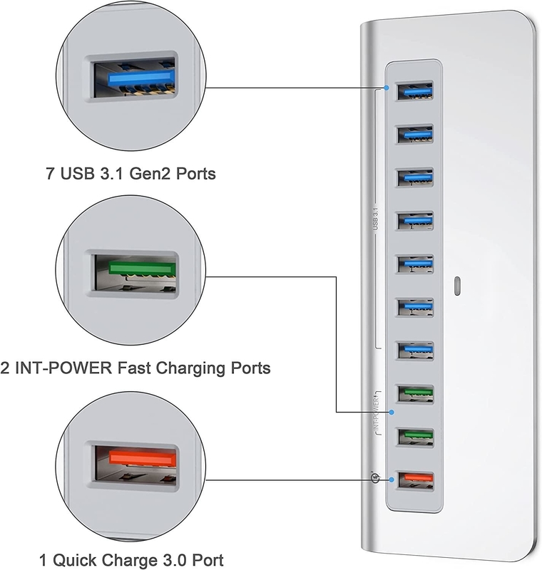 ডিসপ্লেপোর্ট 10Gbps 10 পোর্ট ইউএসবি সি টু ইউএসবি 3.1 অ্যাডাপ্টার জেনার 2 হাব 7 ইউএসবি 3.1 ডেটা পোর্ট টাইপ এ টাইপ সি ক্যাবল