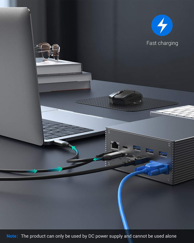 16 ইন 1 ইউএসবি-সি ডকিং স্টেশন পিডি 100W দ্রুত চার্জার পিসি হোস্ট / ইউএসবি 2.0/3.0 হাব / এইচডিএমআই 4 কে 60 এইচজেড / পিডি 4 কে / 60 এইচজেড / আরজে 45 গিগাবিট