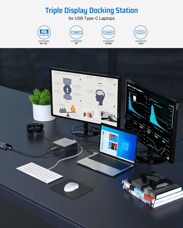 16 ইন 1 ইউএসবি-সি ডকিং স্টেশন পিডি 100W দ্রুত চার্জার পিসি হোস্ট / ইউএসবি 2.0/3.0 হাব / এইচডিএমআই 4 কে 60 এইচজেড / পিডি 4 কে / 60 এইচজেড / আরজে 45 গিগাবিট