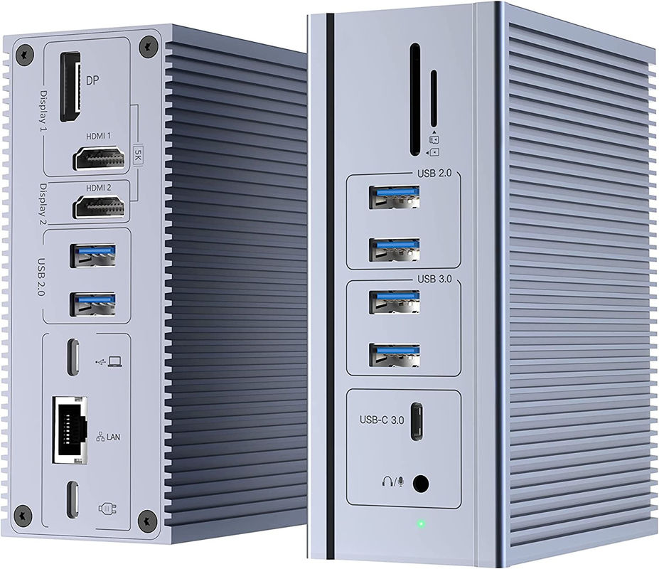 ল্যাপটপ ডকিং স্টেশন ইউএসবি সি ডুয়াল এইচডি 4 কে 16-ইন -1 ডকিং স্টেশন এমএসটি সমর্থন সহ