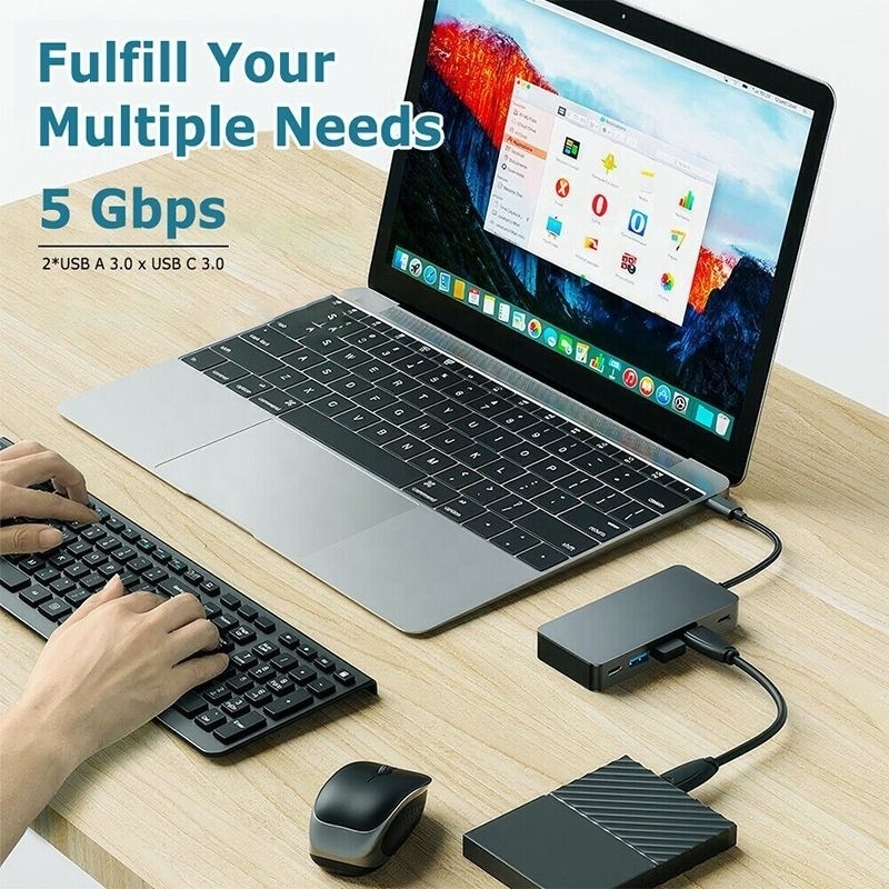 4K 30Hz ডুয়াল HDMI ইউএসবি 3.0 অ্যাডাপ্টার ডকিং স্টেশন 7 ইন 1 মাল্টিপোর্ট ইউএসবি সি টাইপ সি হাব