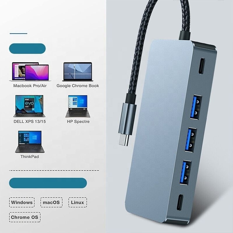 4K 30Hz ডুয়াল HDMI ইউএসবি 3.0 অ্যাডাপ্টার ডকিং স্টেশন 7 ইন 1 মাল্টিপোর্ট ইউএসবি সি টাইপ সি হাব