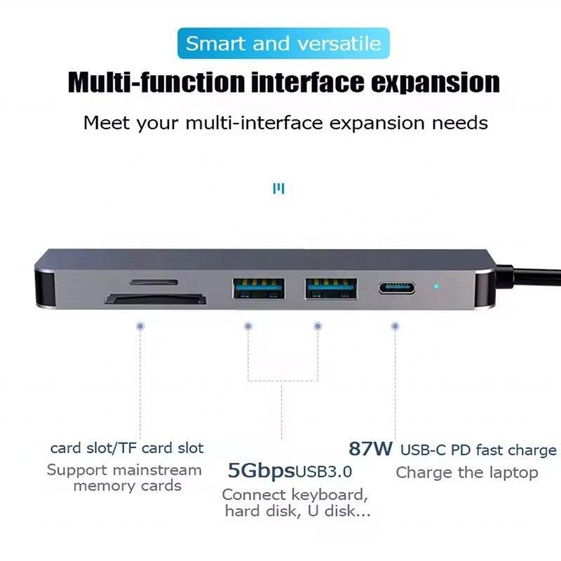 ইউএসবি ৩.১ ডকিং স্টেশন হাব ৪ কে এইচডিএমআই ইউএসবি ৩.০ টিএফ এসডি কার্ড রিডার এবং ৮৭ ওয়াট পিডি চার্জিং সহ