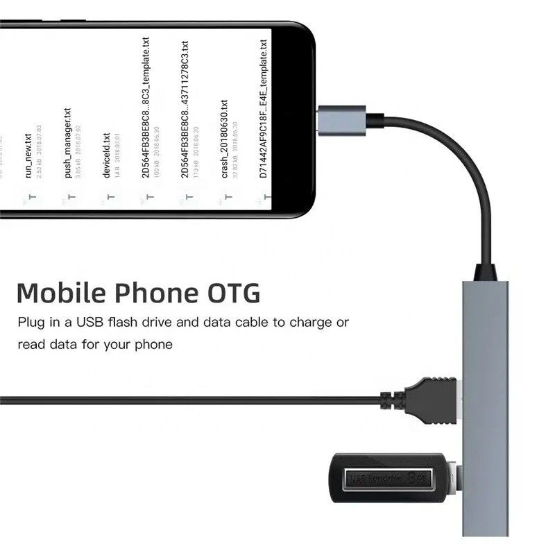 টাইপ সি ইন্টারফেস 4 ইন 1 4 পোর্ট হাব টাইপ-সি ওটিজি থেকে ইউএসবি 3.0 2.0 অ্যাডাপ্টার অ্যালুমিনিয়াম খাদ