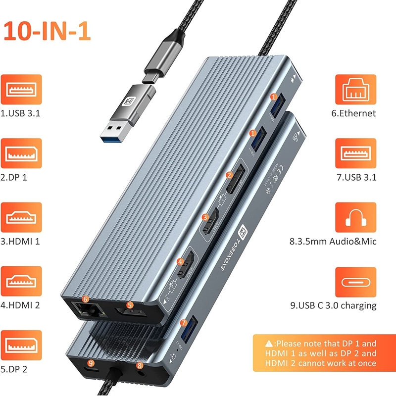 শক্তিশালী পারফরম্যান্সের জন্য 85/100W পাওয়ার ডেলিভারি সহ 5/10Gbps পর্যন্ত ডেটা ট্রান্সফার স্পিড থান্ডারবোল্ট ল্যাপটপ সংযোগ