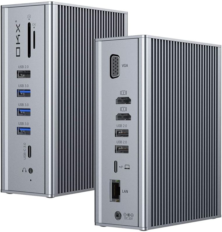 ল্যাপটপ ডকিং স্টেশন ইউএসবি সি ডুয়াল এইচডি 4 কে 16-ইন -1 ডকিং স্টেশন এমএসটি সমর্থন সহ