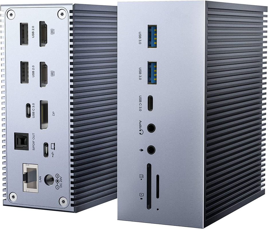 ল্যাপটপ ডকিং স্টেশন ইউএসবি সি ডুয়াল এইচডি 4 কে 16-ইন -1 ডকিং স্টেশন এমএসটি সমর্থন সহ