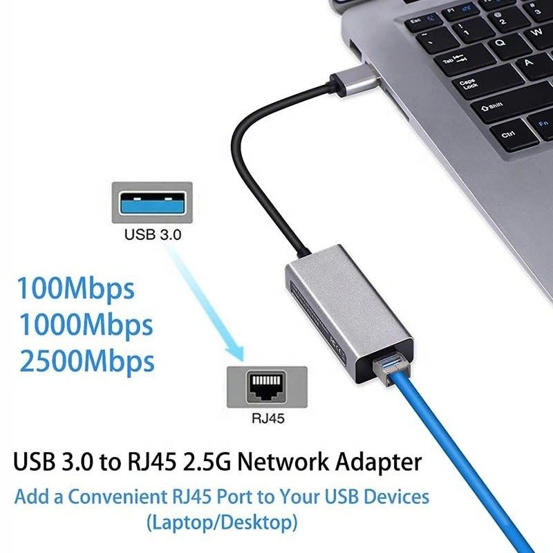 2500 এমবিপিএস সুপার স্পিড 2.5 জি ইউএসবি 3.0 নেটওয়ার্ক কার্ড অ্যাডাপ্টার 2.5 জি গিগাবিট ইথারনেট সহ