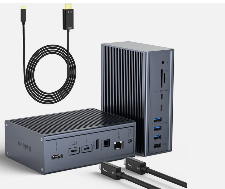 16-ইন-1 থান্ডারবোল্ট 3 ডকিং স্টেশন 40Gbps গতি DP1.4 আউটপুট এবং 65W PD চার্জিং সহ