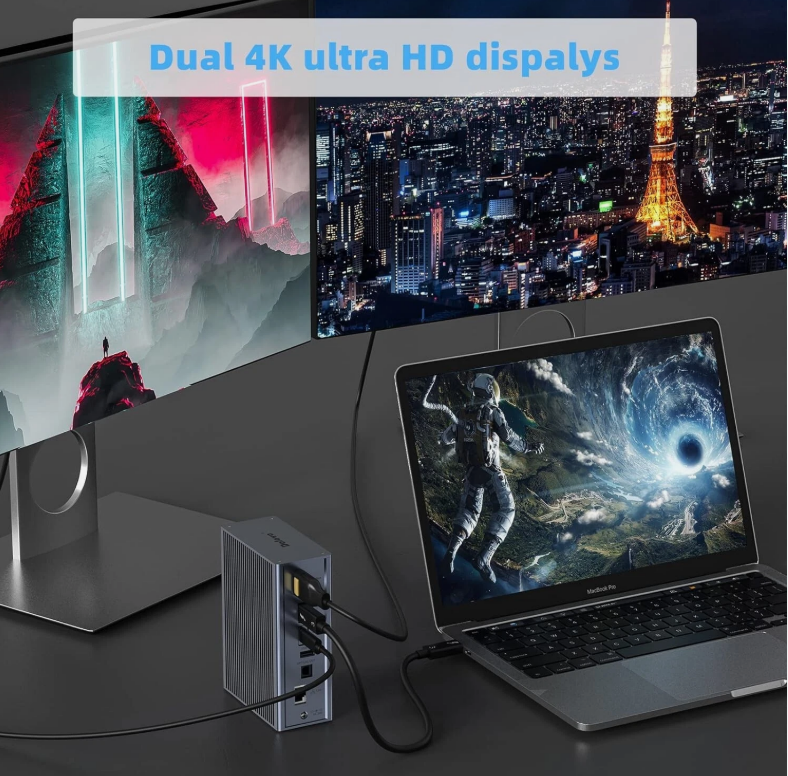 16-ইন-1 থান্ডারবোল্ট 3 ডকিং স্টেশন 40Gbps গতি DP1.4 আউটপুট এবং 65W PD চার্জিং সহ